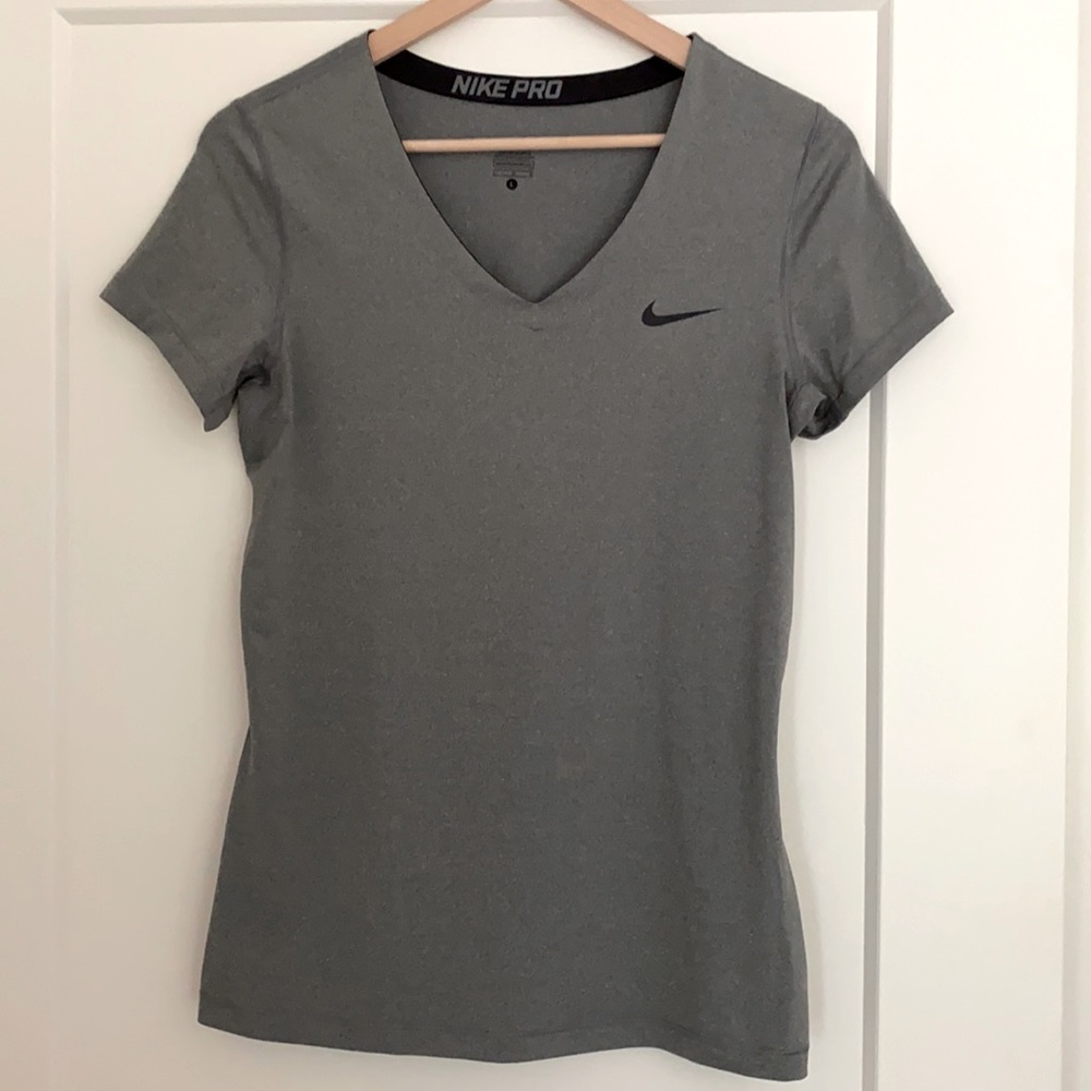 Gray Nike Pro V-Neck Shirt | Size: Large